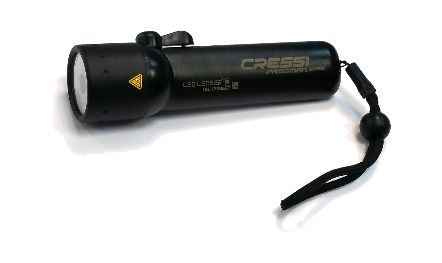 foco linterna buceo cressi frogman 24000 - led cree 6000º kelvin, cuerpo de nylon reforzado y cabezal de acero inoxidable aisi316